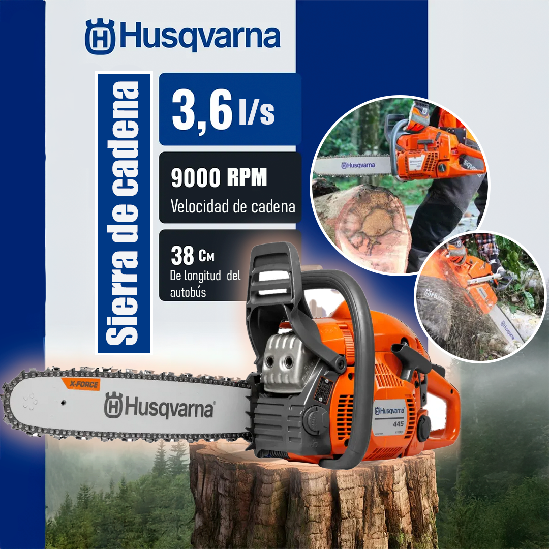 Motosierra Husqvarna 70 cm Motor 2 Tiempos para Tala y Poda.