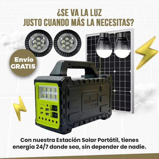 Estación Carga solar Portátil Multiconexión Carga Rápida